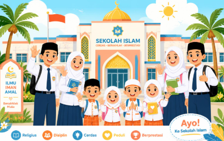 Murid-murid SIT Al Faatih di depan gedung sekolah